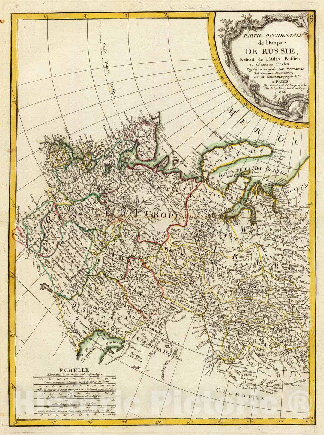 Historic Wall Map : Russia; Ukraine, Baltic States 1785 Russie occidentale. , Vintage Wall Art