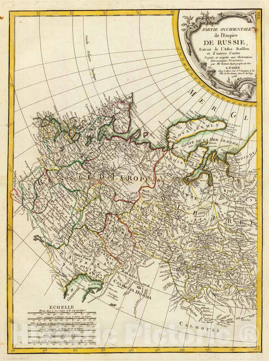 Historic Wall Map : Russia; Ukraine, Baltic States 1785 Russie occidentale. , Vintage Wall Art