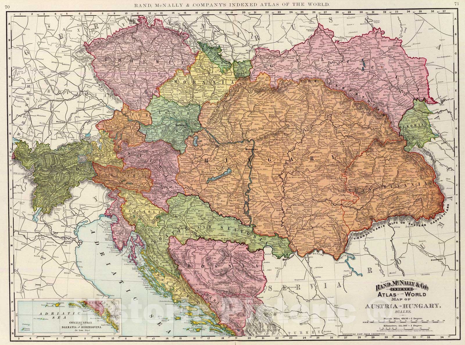 Historic Map : 1897 Austria-Hungary. - Vintage Wall Art