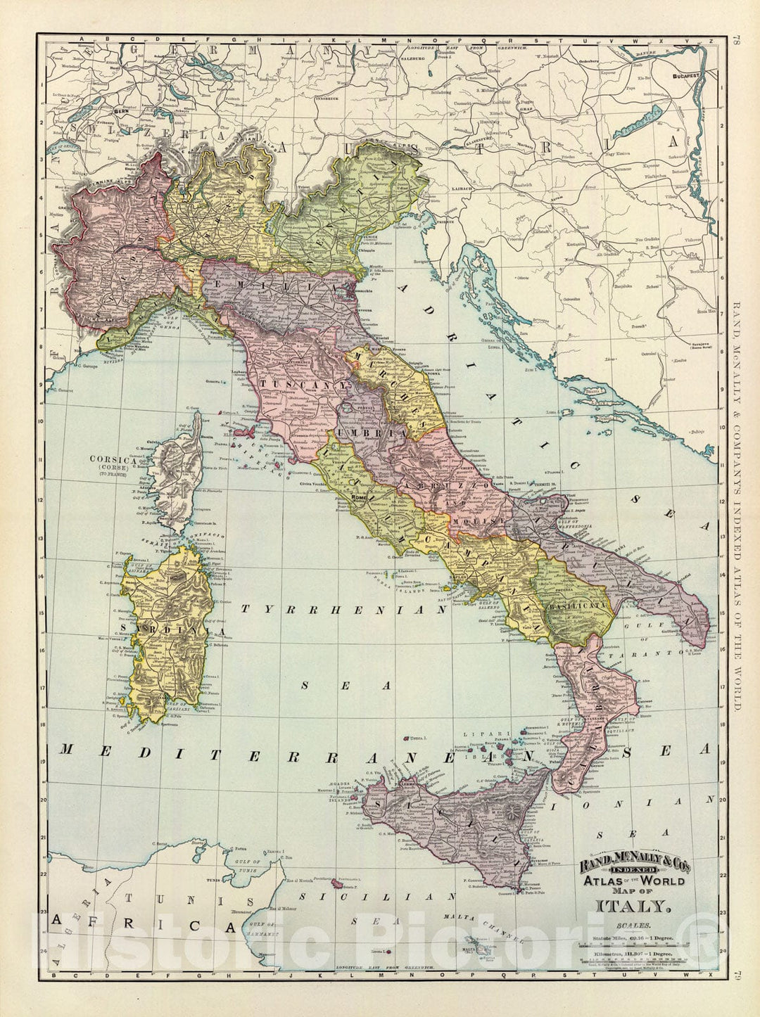 Historic Map : 1897 Italy. - Vintage Wall Art