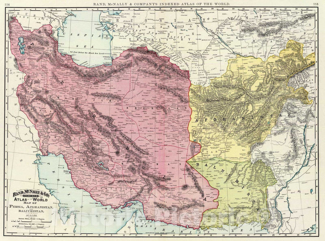 Historic Map : 1897 Persia, Afghanistan, Baluchistan. - Vintage Wall Art