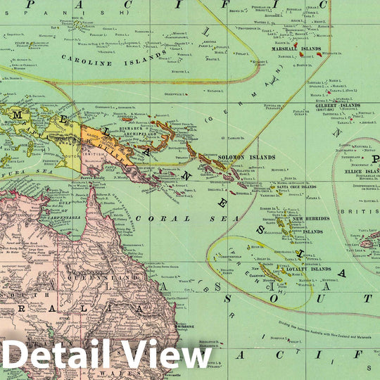 Historic Map : Hawaii, Loyalty Islands, East Indies; Pacific 1897 Oceania, Malaysia. , Vintage Wall Art