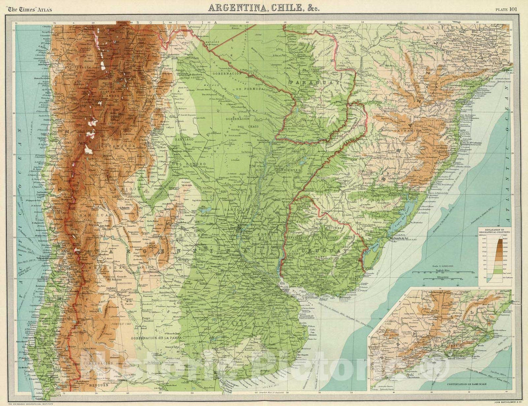 Historic Map : 1922 Argentina, Chile, c. - Vintage Wall Art