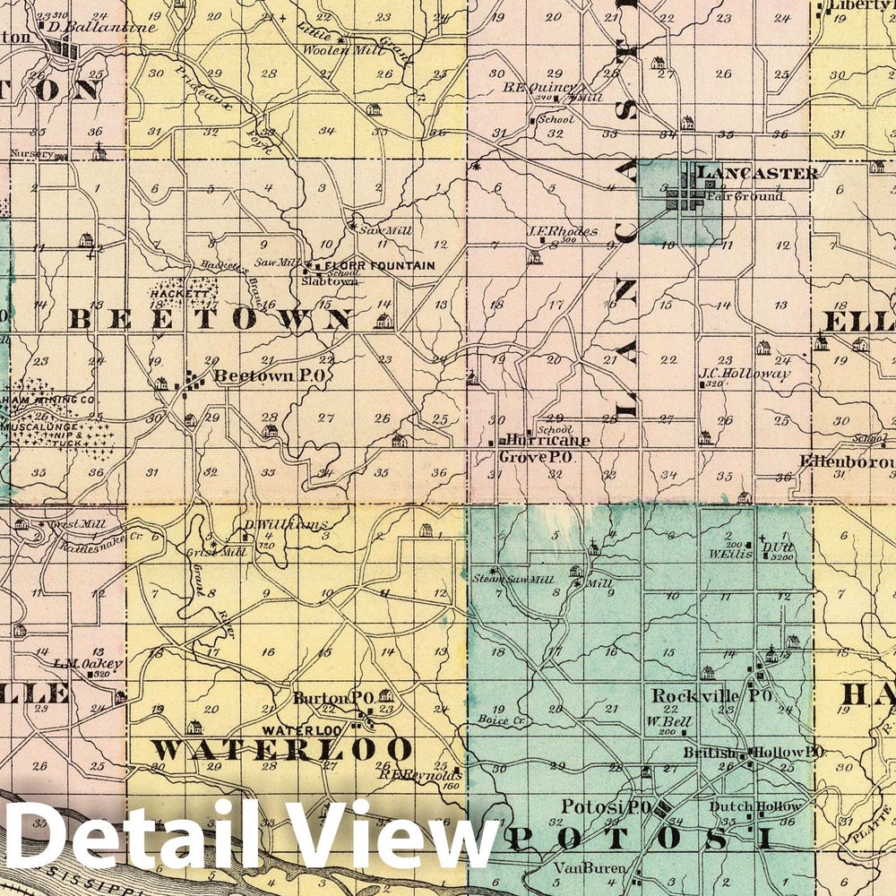 Historic Map : 1878 Map of Grant County and Village of Lancaster, State of Wisconsin. - Vintage Wall Art