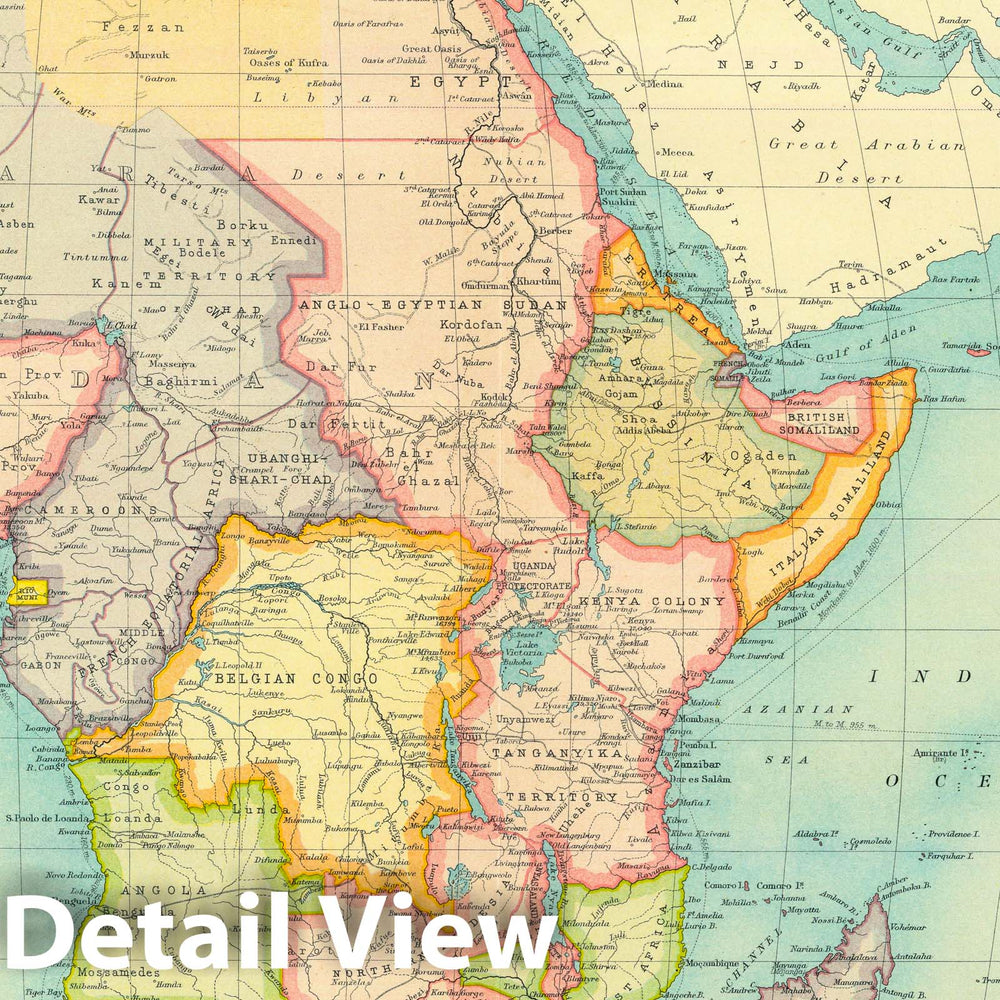 Historic Map : 1922 Africa - political. - Vintage Wall Art