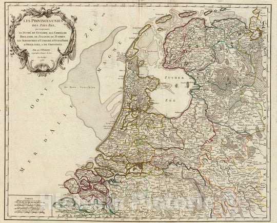 Historic Map : Netherlands, 1753 Provinces-Unies des Pays-Bas. , Vintage Wall Art