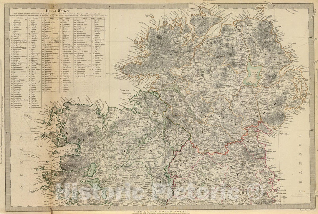 Historic Map : 1838 Ireland, north sheet. - Vintage Wall Art