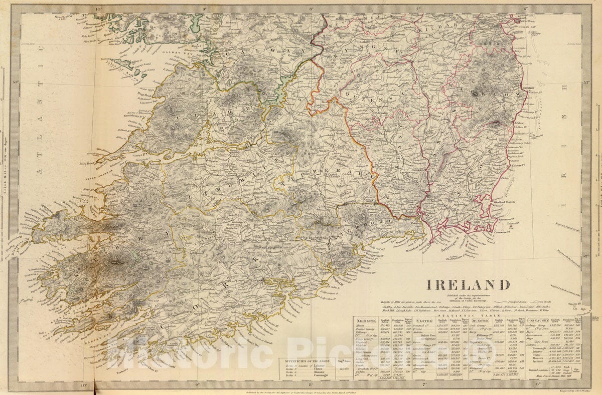 Historic Map : 1838 Ireland [South Sheet] : Vintage Wall Art