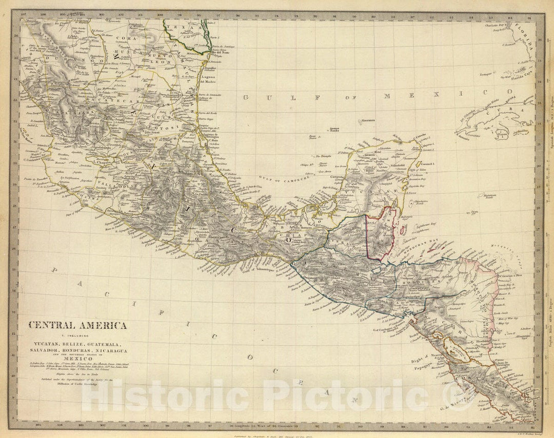 Historic Map : 1842 Central America, S. Mexico. - Vintage Wall Art