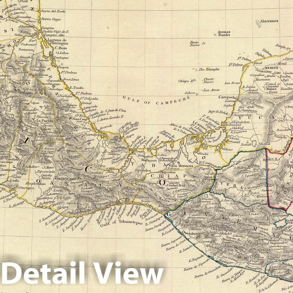 Historic Map : 1842 Central America, S. Mexico. - Vintage Wall Art