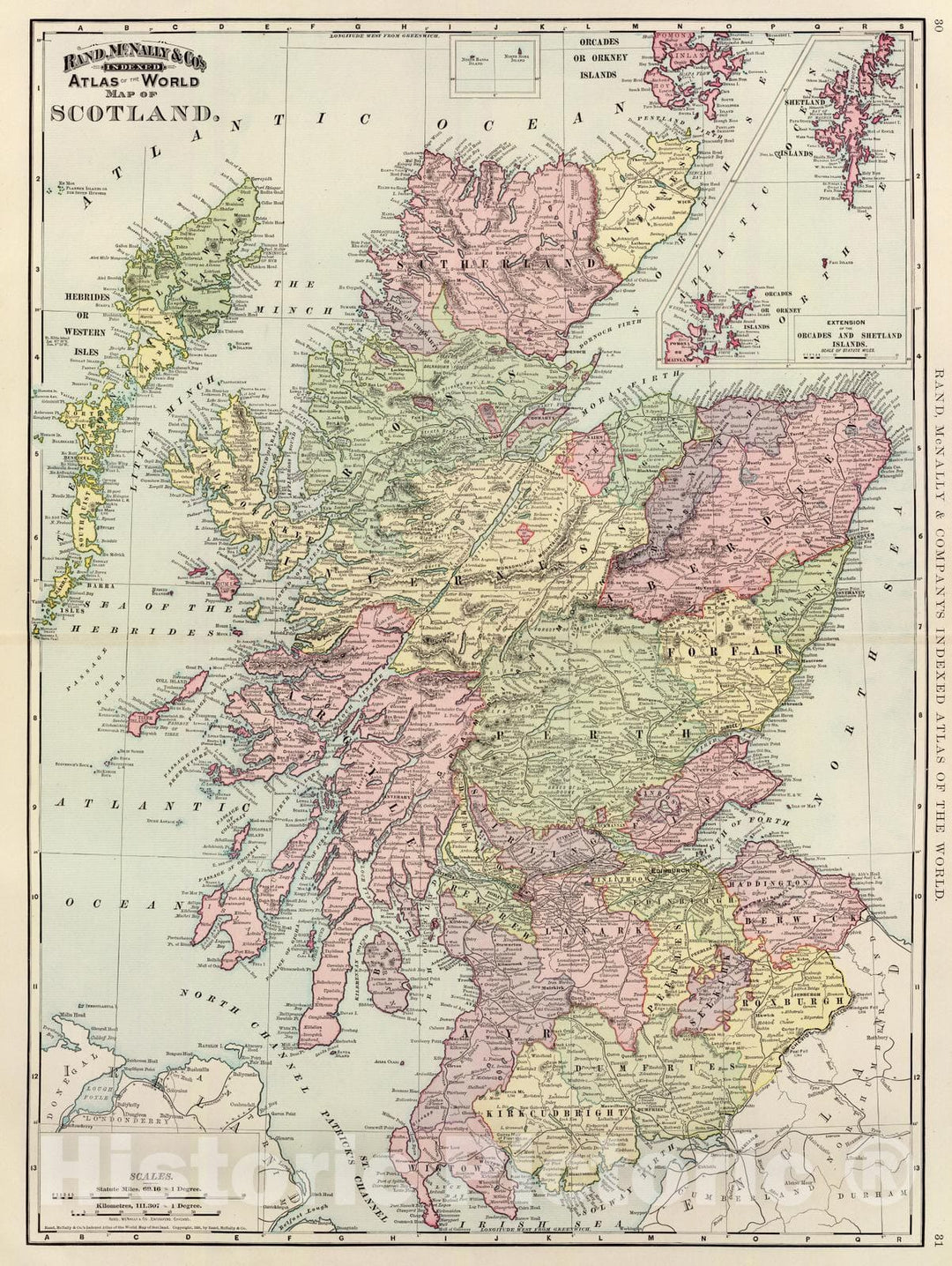 Historic Map : 1897 Scotland. - Vintage Wall Art