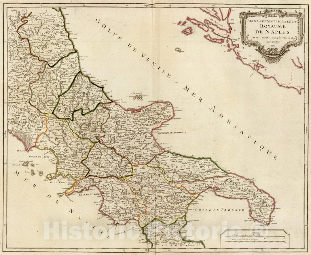 Historic Map : Italy, 1750 Roy. de Naples nord. , Vintage Wall Art