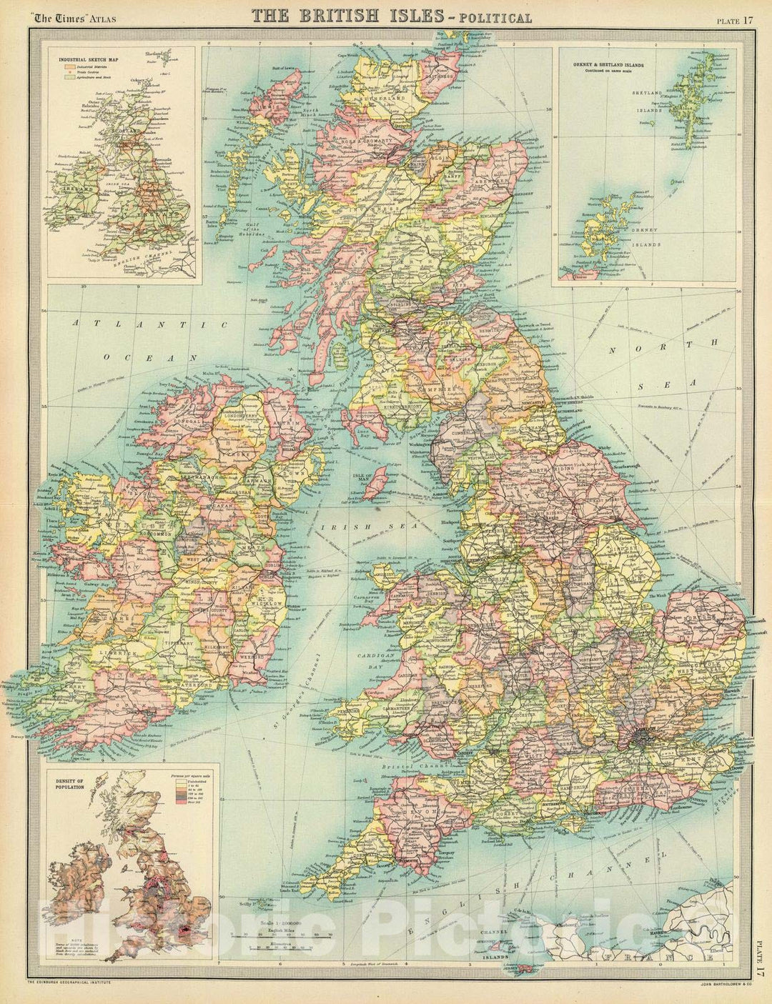 Historic Map : 1922 British Isles - political. - Vintage Wall Art