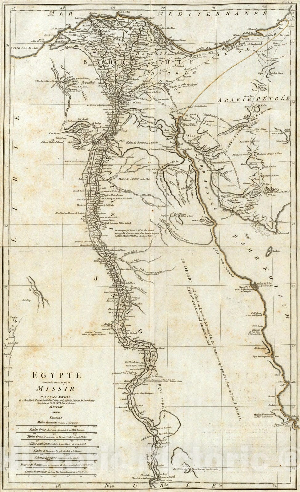 Historic Map : Egypt, 1765 Egypte, nomme dans le pays Missir. , Vintage Wall Art