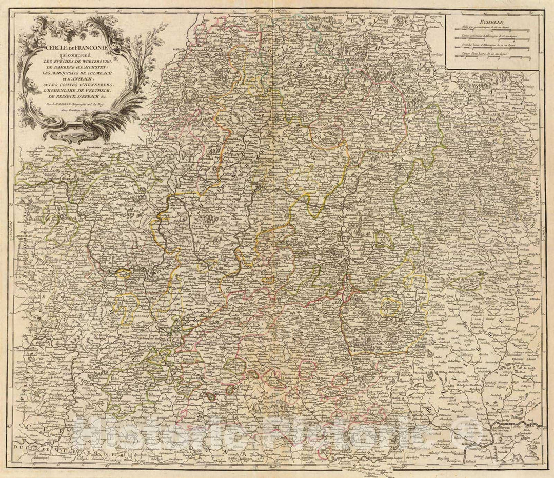 Historic Map : Germany, 1752 Franconie. , Vintage Wall Art