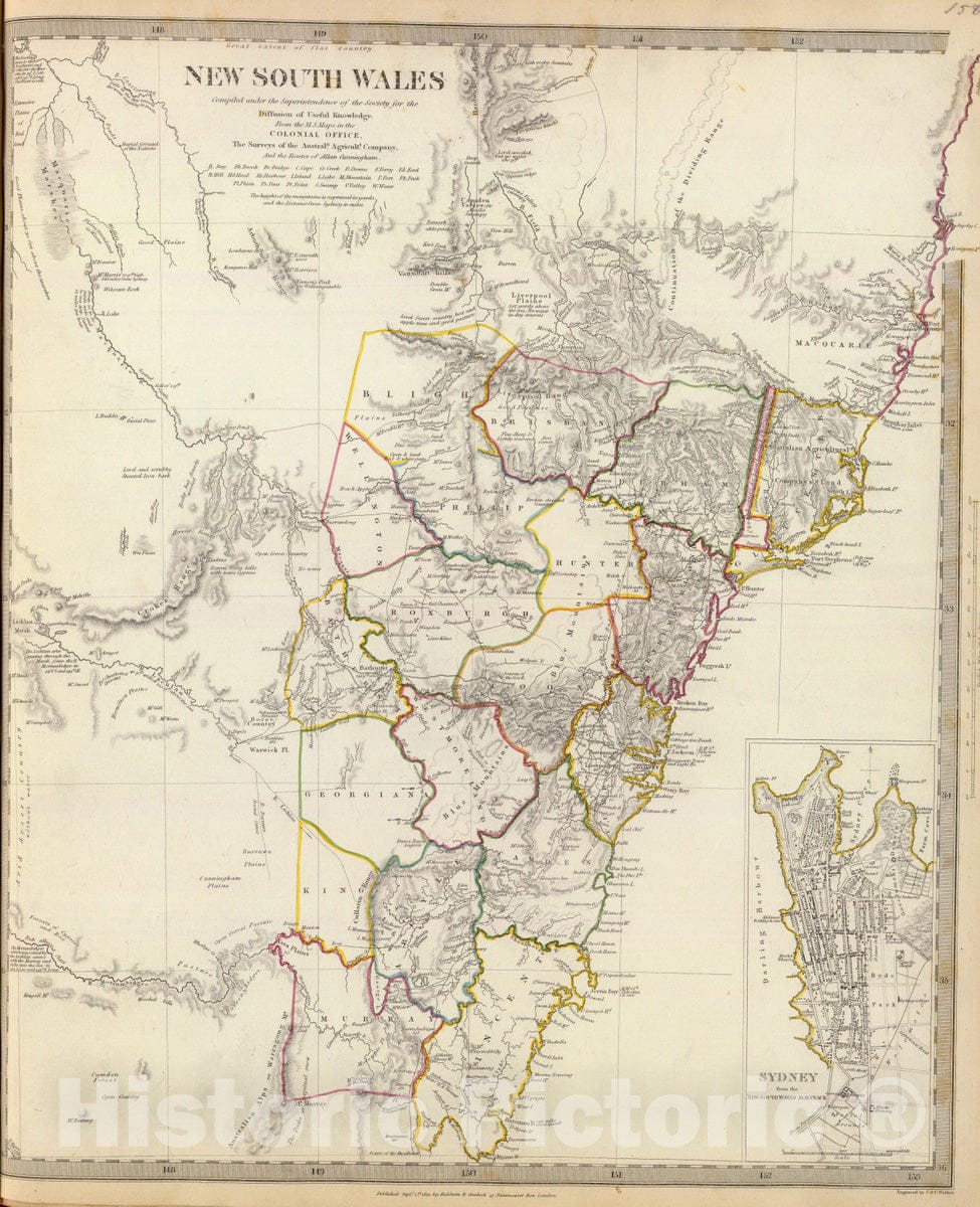 Historic Map : 1833 New South Wales, Sydney. - Vintage Wall Art