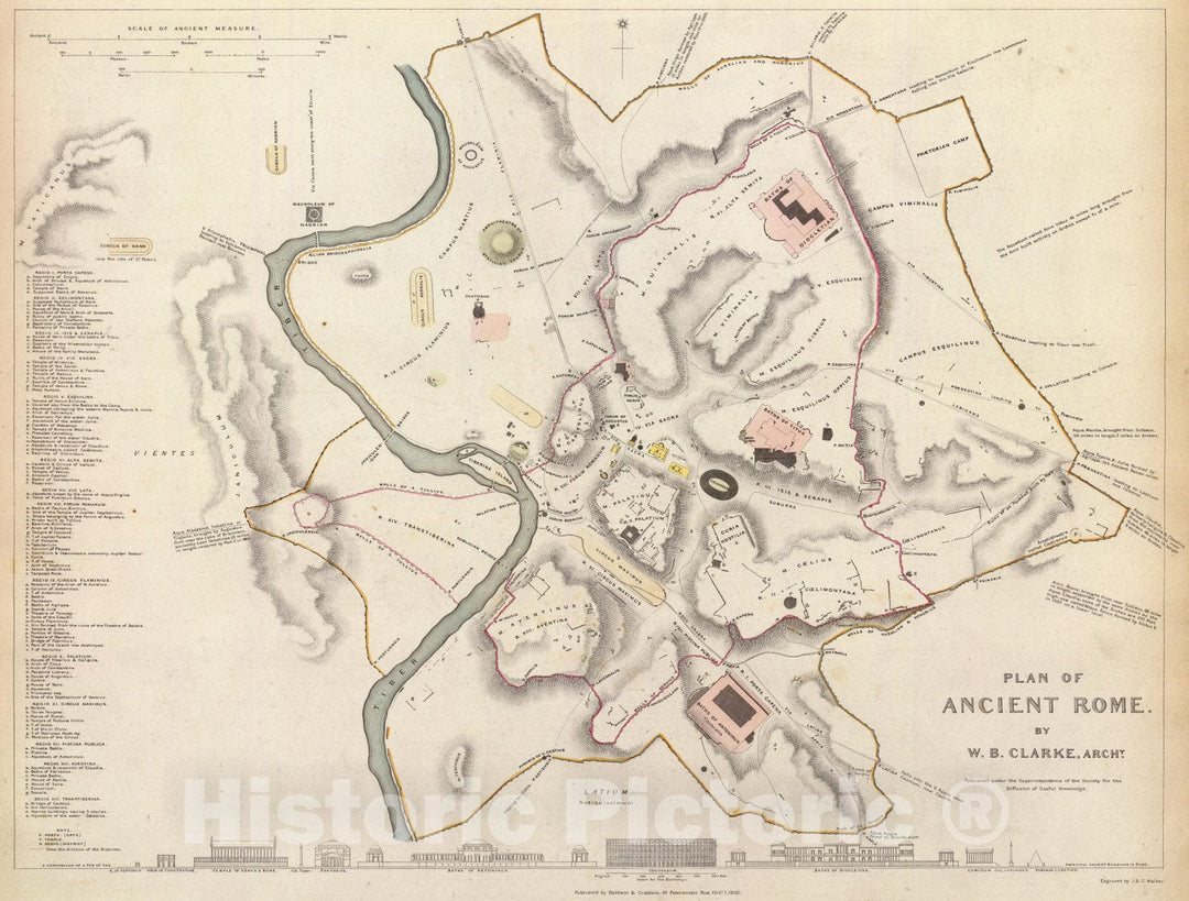 Historic Map : 1830 Ancient Rome. - Vintage Wall Art