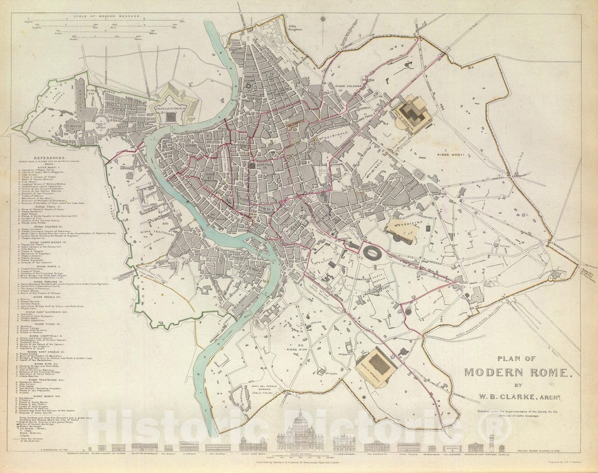 Historic Map : 1830 Modern Rome. - Vintage Wall Art