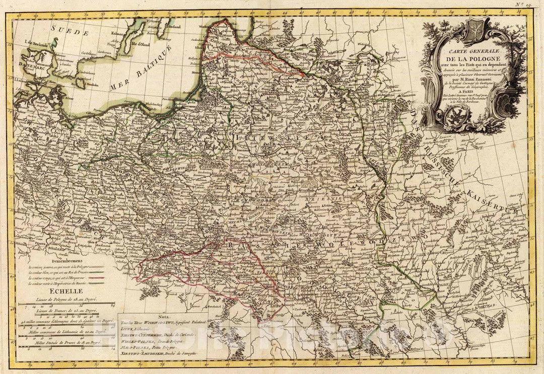 Historic Map : Belarus; Poland, Europe, Eastern 1780 Pologne. , Vintage Wall Art