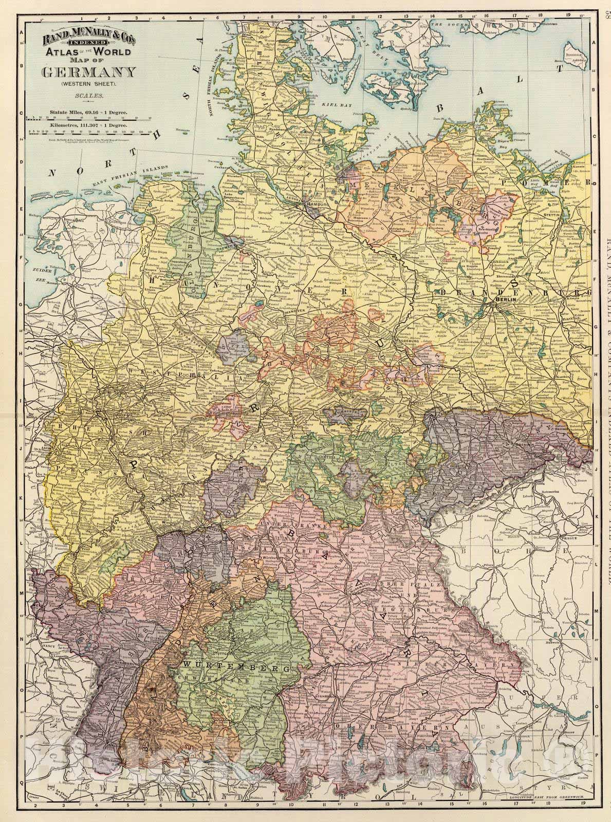 Historic Map : 1897 Germany, W. sheet. - Vintage Wall Art