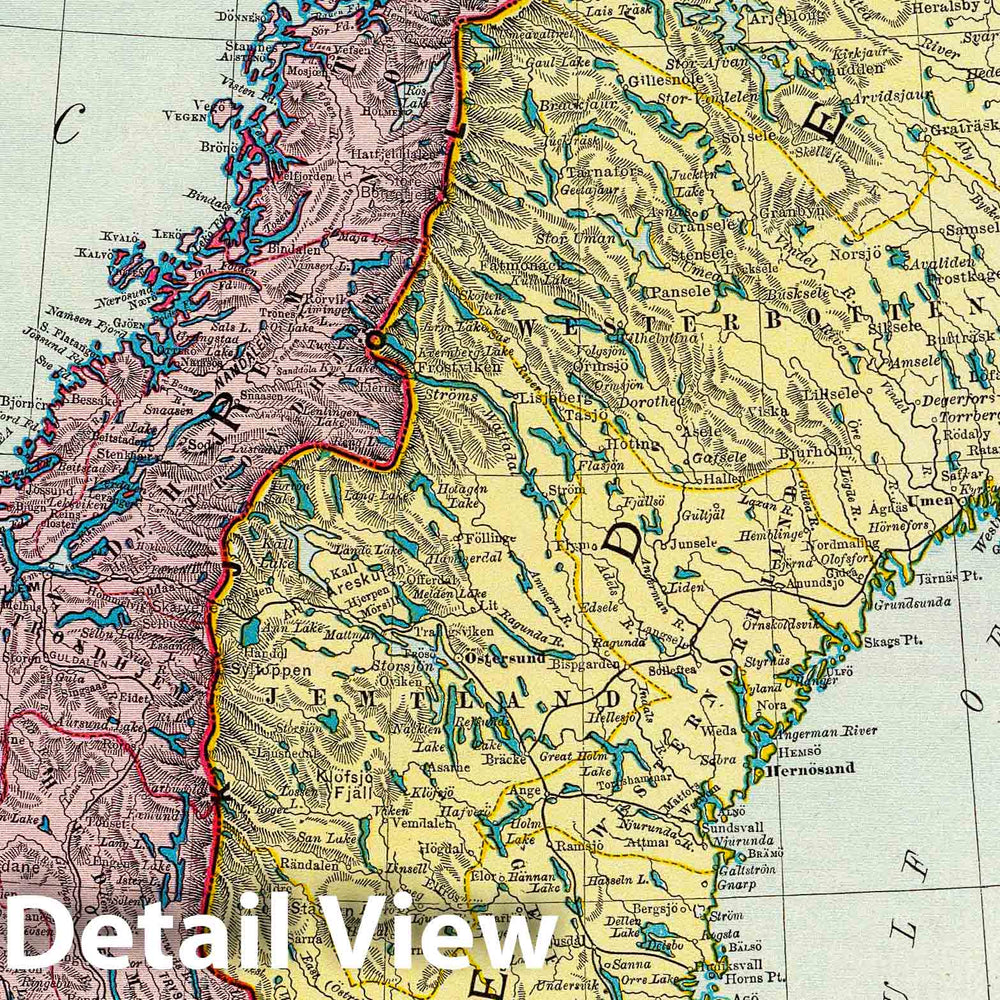 Historic Map : 1897 Sweden and Norway : Vintage Wall Art