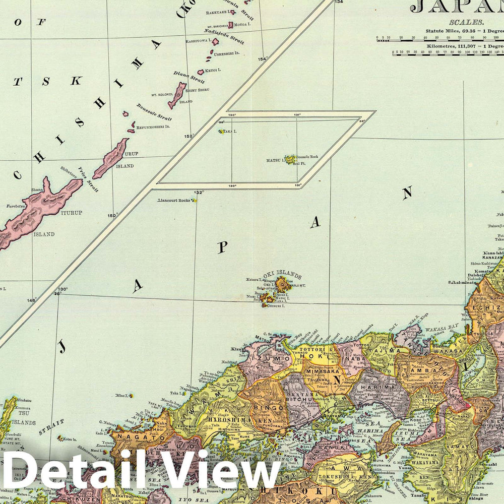 Historic Map : 1897 Japan. - Vintage Wall Art