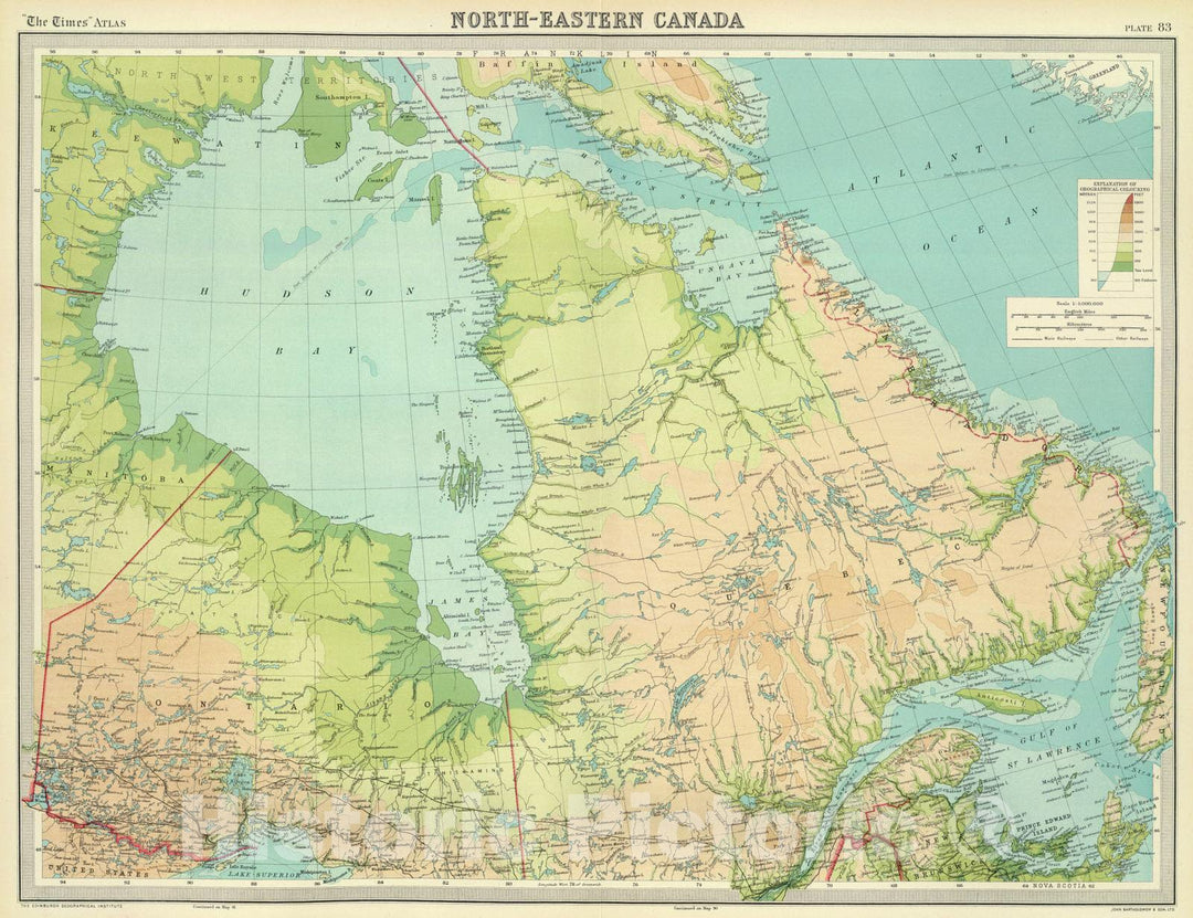 Historic Map : 1922 North-eastern Canada. - Vintage Wall Art