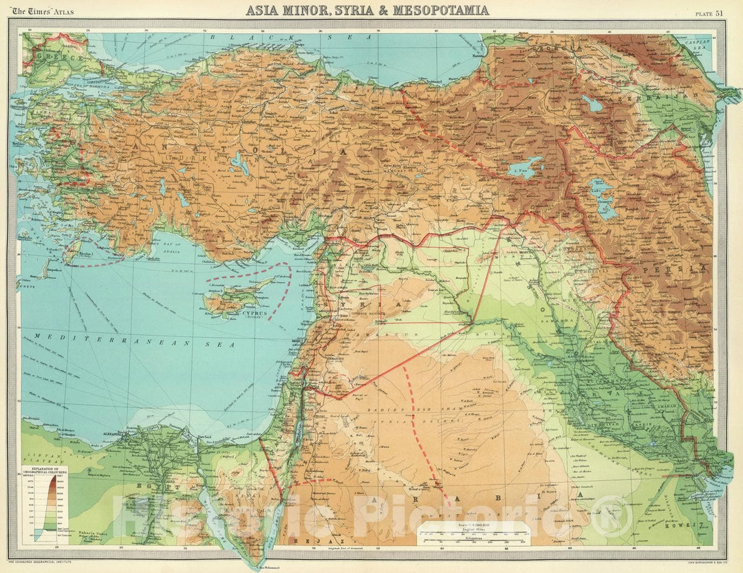 Historic Map : 1922 Asia Minor, Syria & Mesopotamia. - Vintage Wall Art