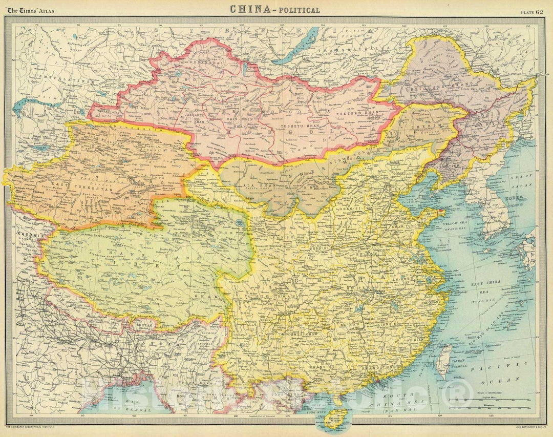 Historic Map : 1922 China - political. - Vintage Wall Art