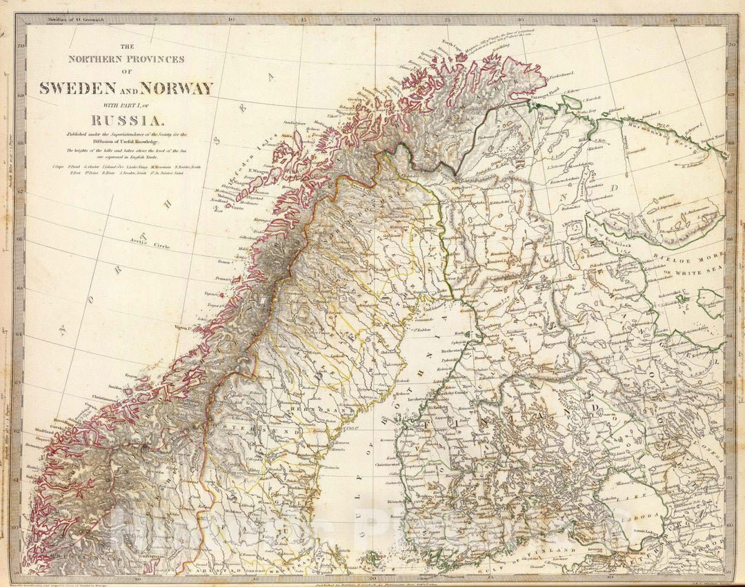 Historic Map : 1834 Sweden & Norway, northern, Russia. - Vintage Wall Art