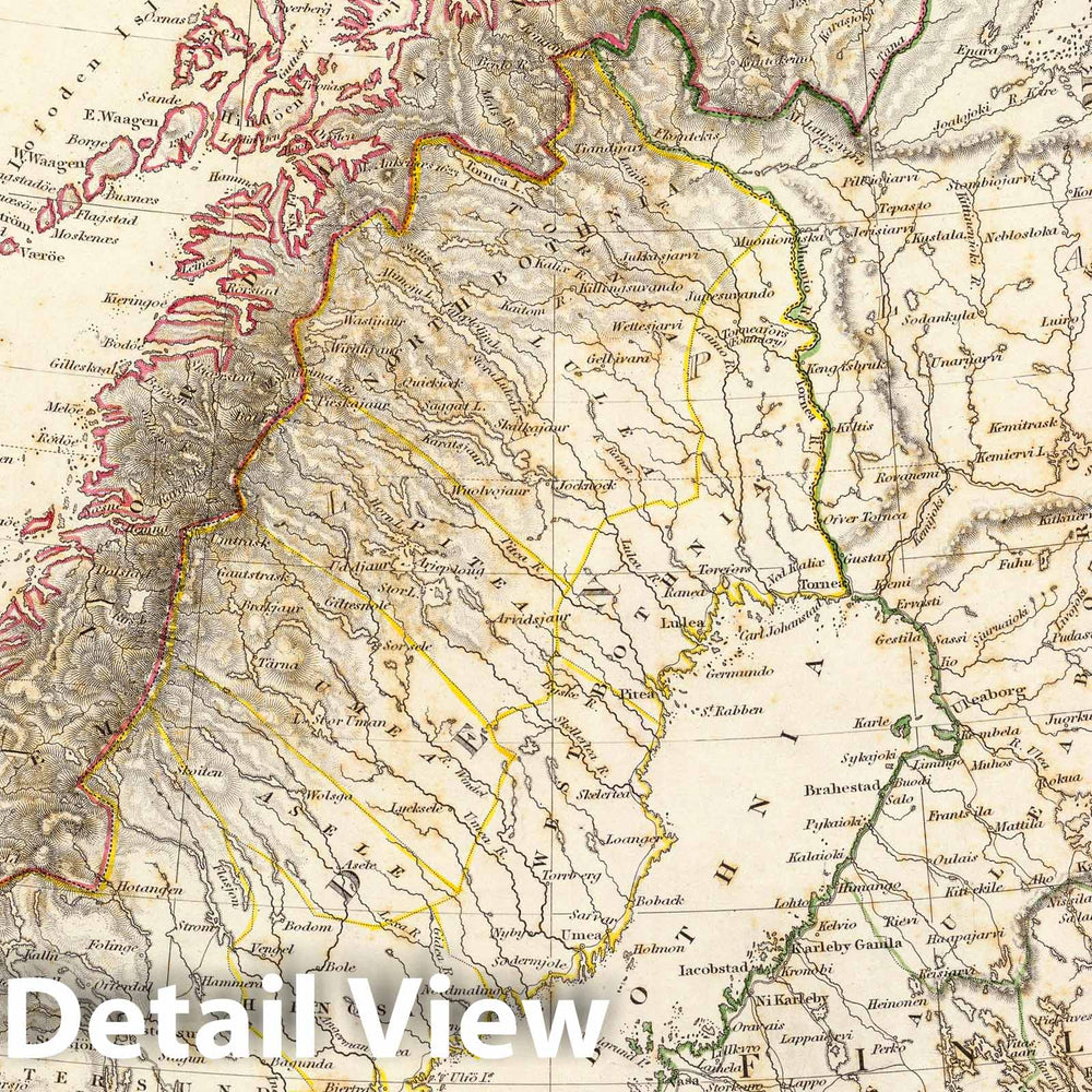 Historic Map : 1834 Sweden & Norway, northern, Russia. - Vintage Wall Art