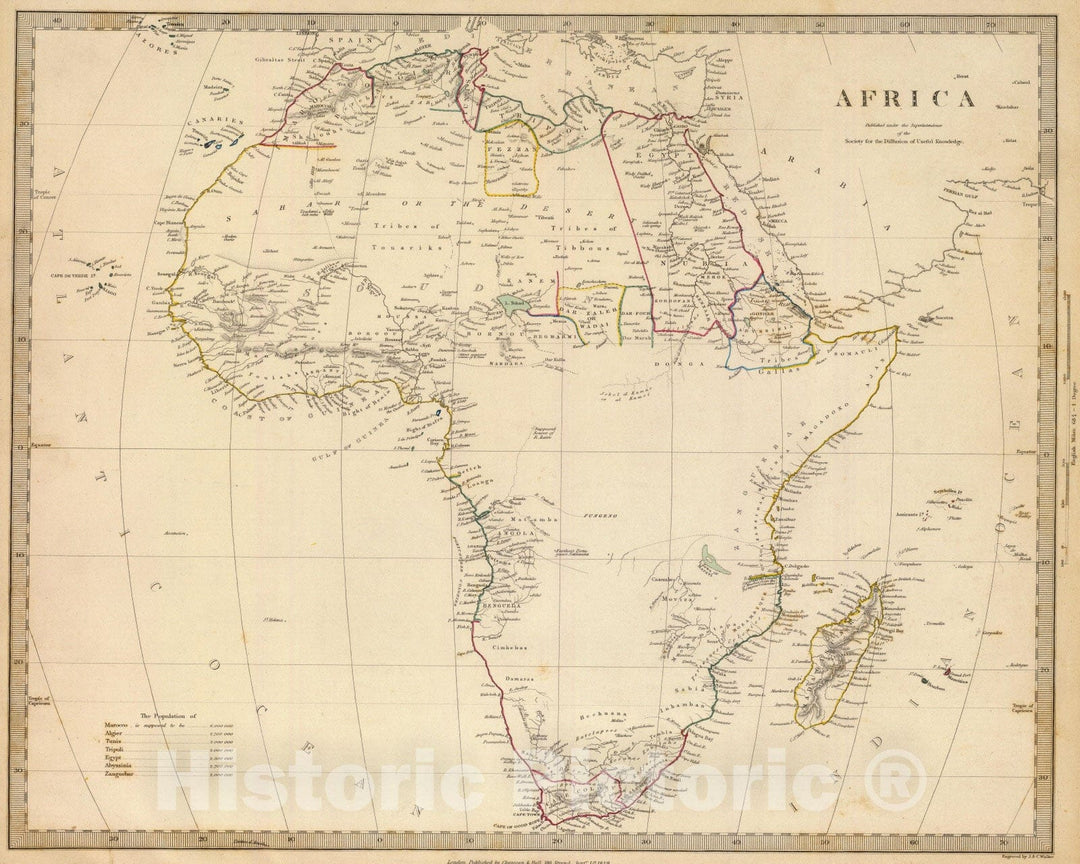 Historic Map : 1839 Africa : Vintage Wall Art