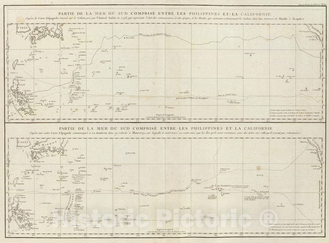 Historic Map : Chart Atlas - 1797 Mer du Sud, entres les Philippines, Californie. - Vintage Wall Art