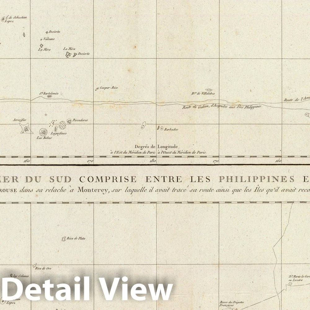 Historic Map : Chart Atlas - 1797 Mer du Sud, entres les Philippines, Californie. - Vintage Wall Art