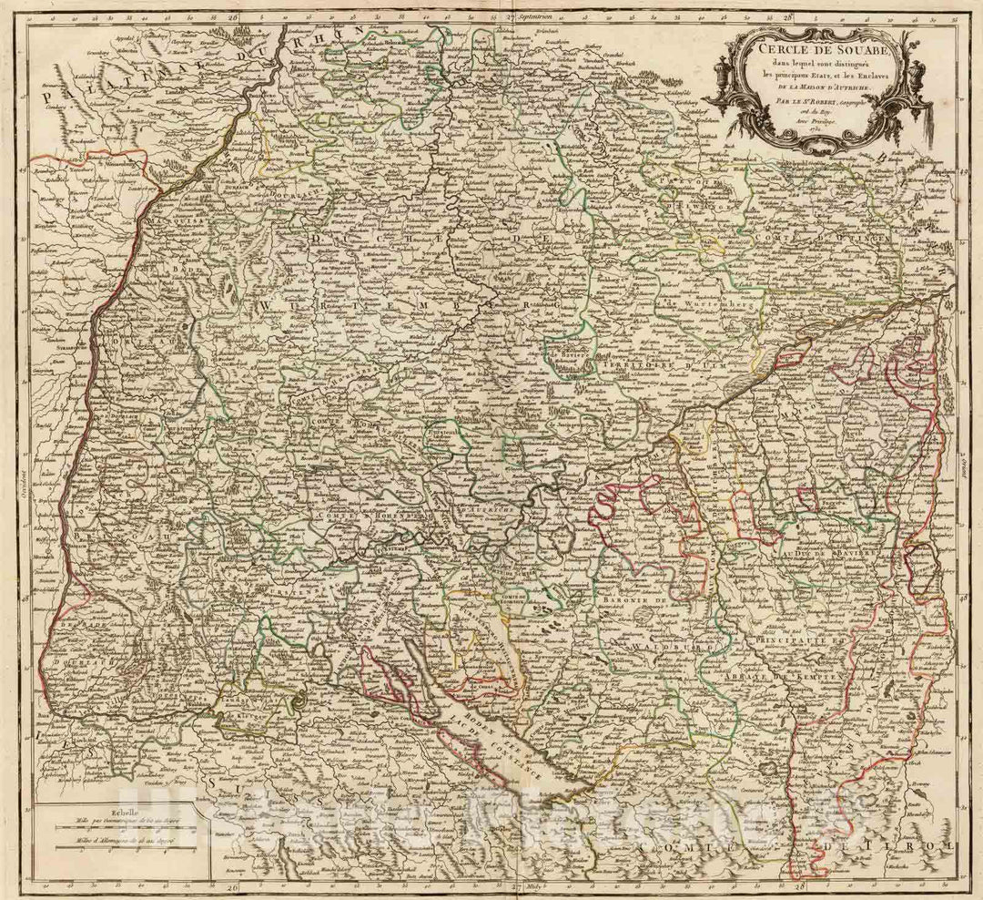 Historic Map : Germany, 1751 Cercle de Soabe. , Vintage Wall Art