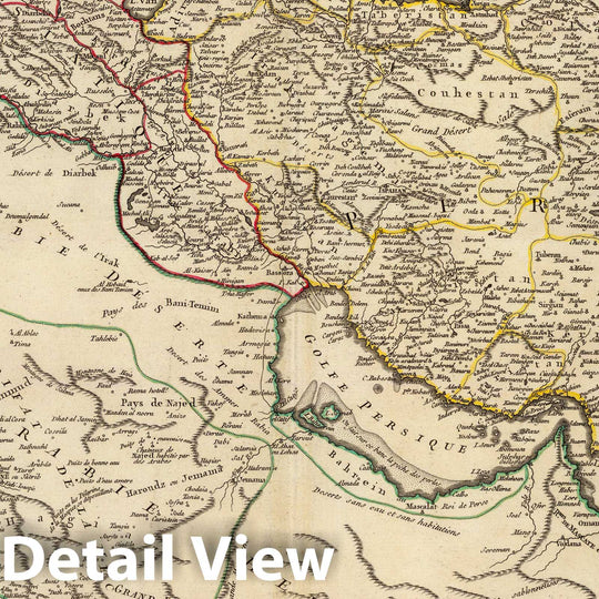 Historic Map : Afghanistan; Iran; Pakistan; Turkey, Middle East, Asia 1753 Etats du Grand-Seigneur en Asie, Perse, Pays des Usbecs, Arabie, Egypte., Vintage Wall Art