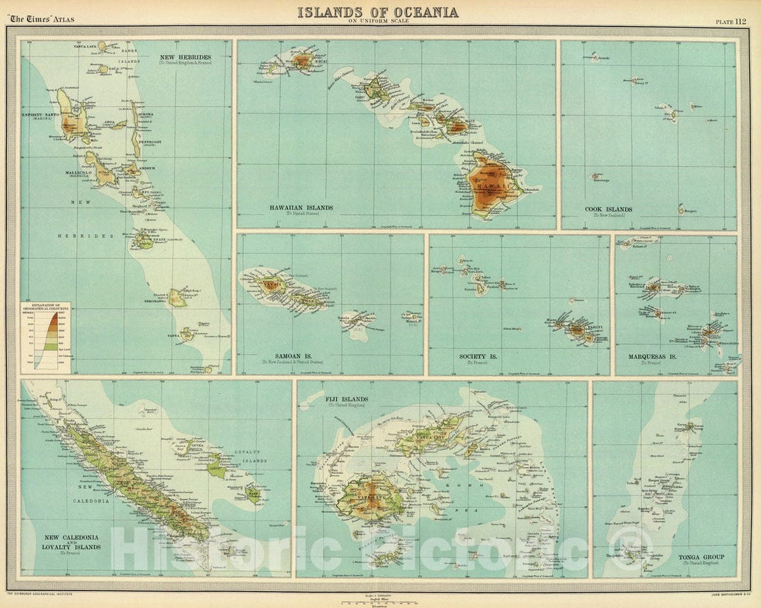 Historic Map : 1922 Islands of Oceania. - Vintage Wall Art