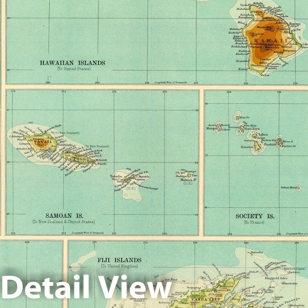 Historic Map : 1922 Islands of Oceania. - Vintage Wall Art