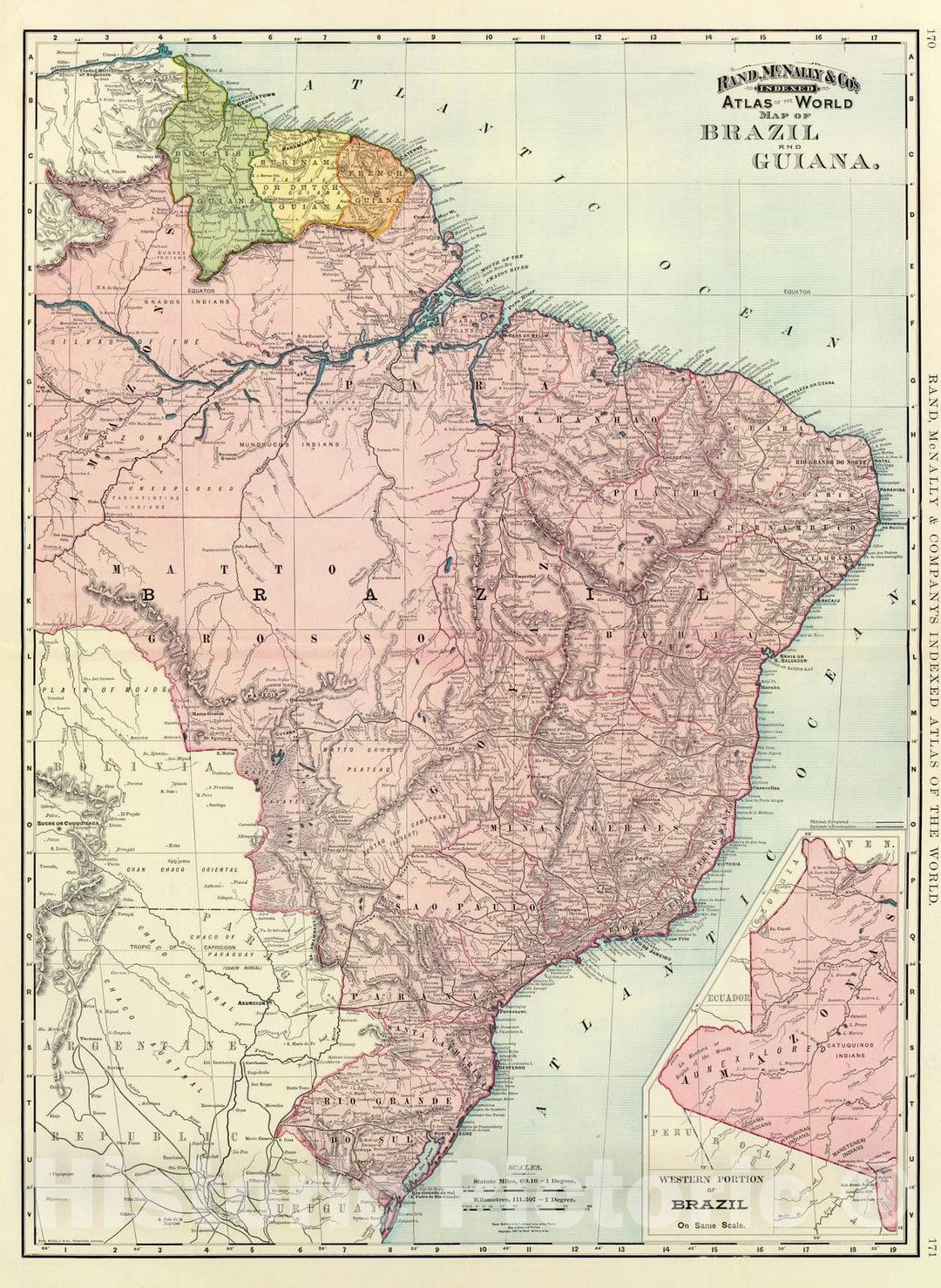 Historic Map : 1897 Brazil, Guiana. - Vintage Wall Art