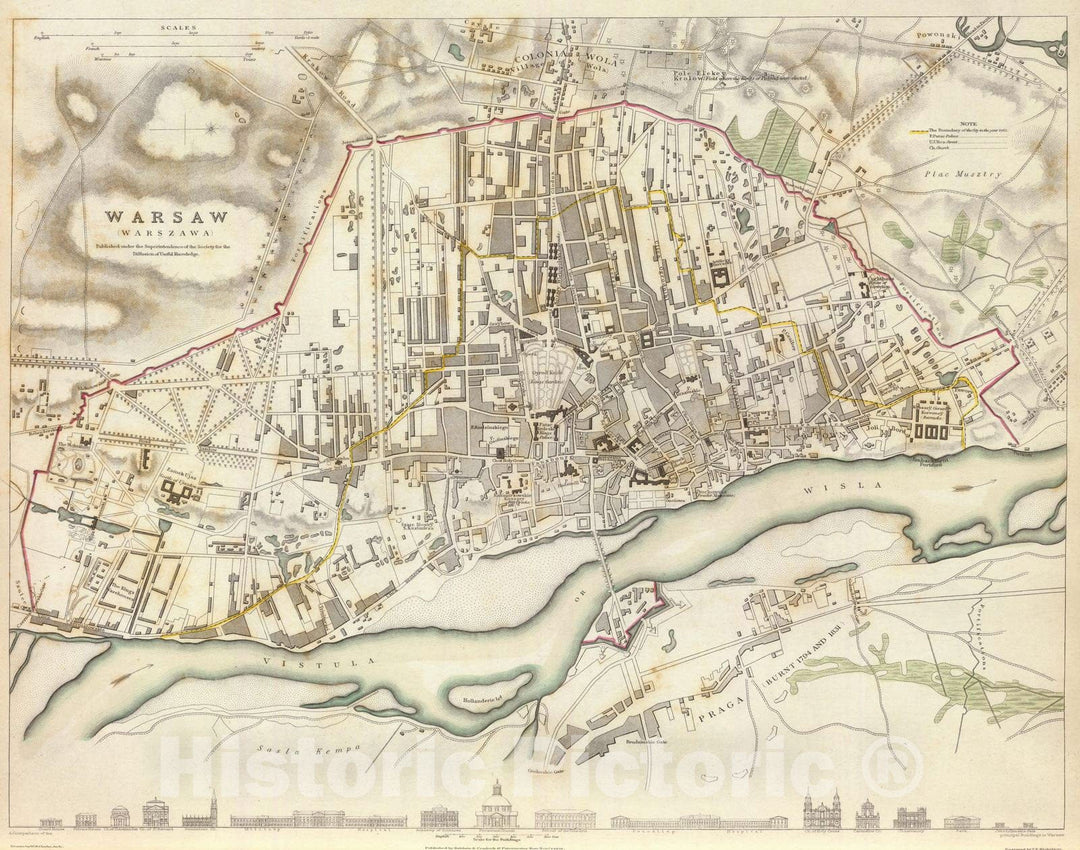 Historic Map : Poland , Warsaw (Poland), 1831 Warsaw. Warszawa. , Vintage Wall Art