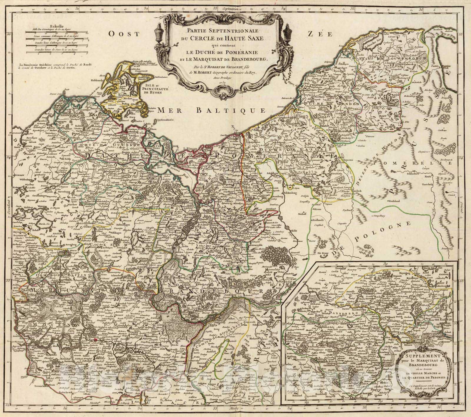 Historic Map : Germany; Poland, 1751 Haute Saxe septentrionale. , Vintage Wall Art