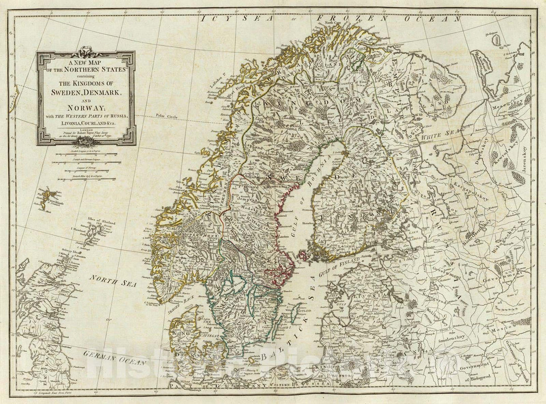 Historic Map : 1790 The Northern States containing the Kingdoms of Sweden, Denmark, and Norway. - Vintage Wall Art