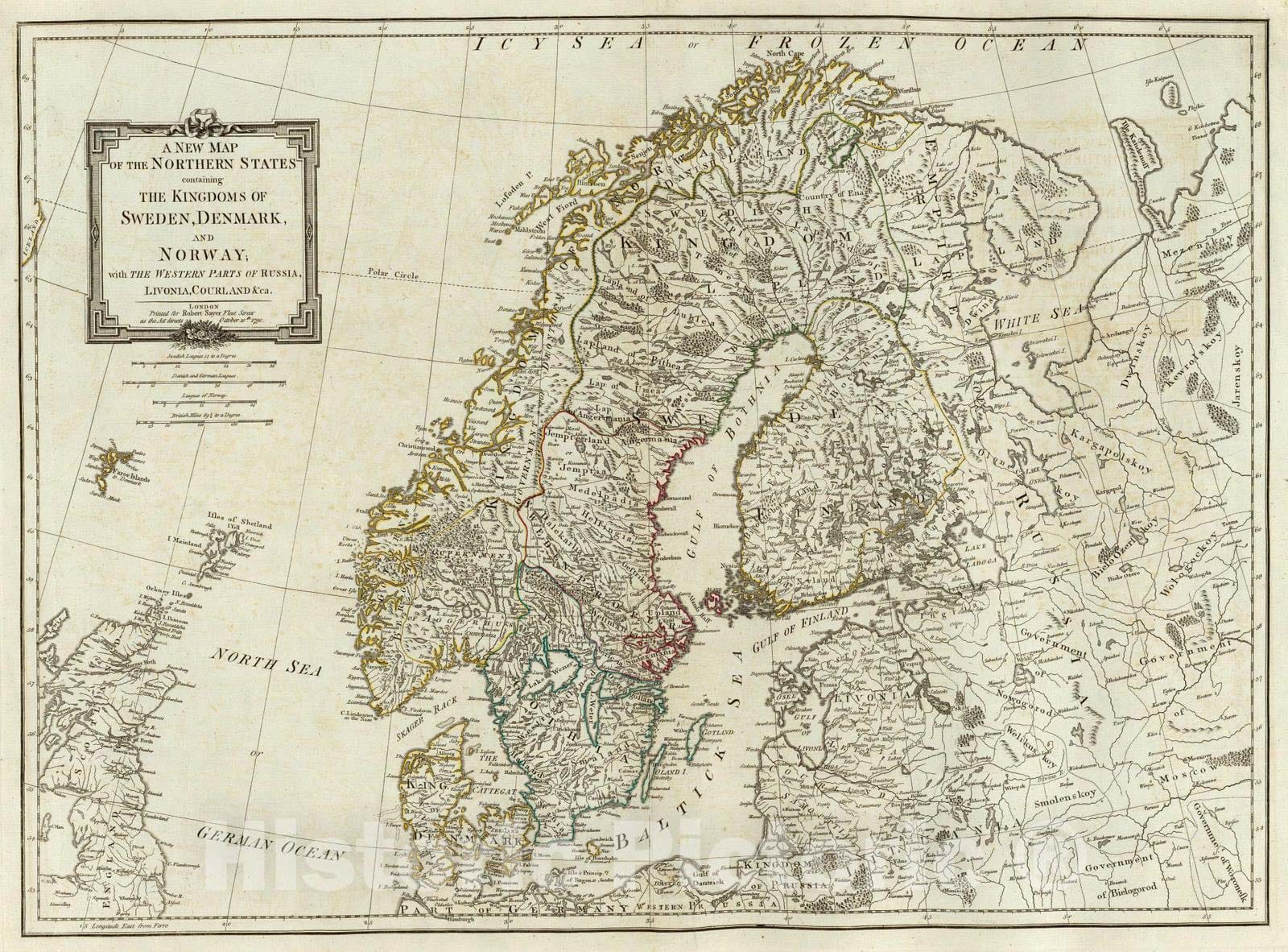 Historic Map : 1790 The Northern States containing the Kingdoms of Sweden, Denmark, and Norway. - Vintage Wall Art