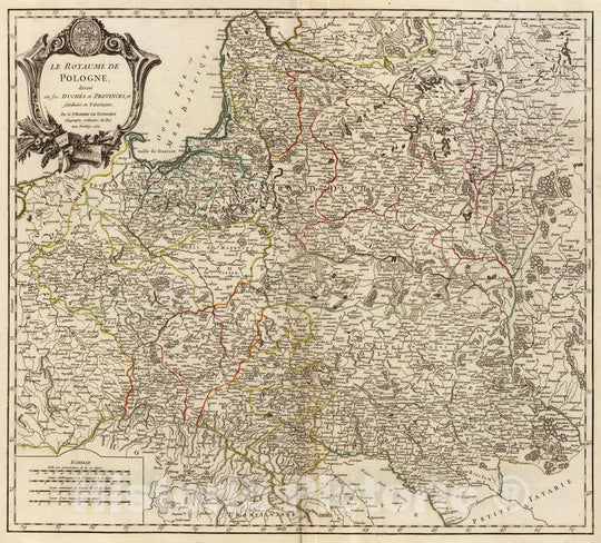 Historic Map : Lithuania; Poland, Europe, Central 1752 Pologne. , Vintage Wall Art