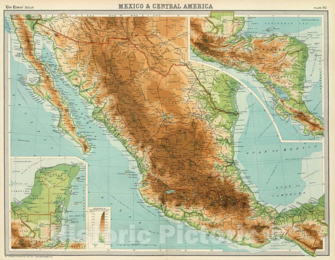 Historic Map : 1922 Mexico & Central America. - Vintage Wall Art