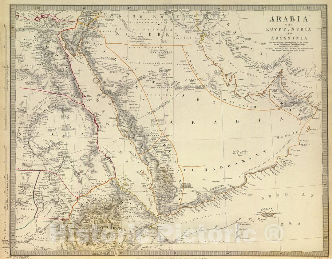 Historic Map : 1843 Arabia, Egypt, Nubia, Abyssinia. - Vintage Wall Art