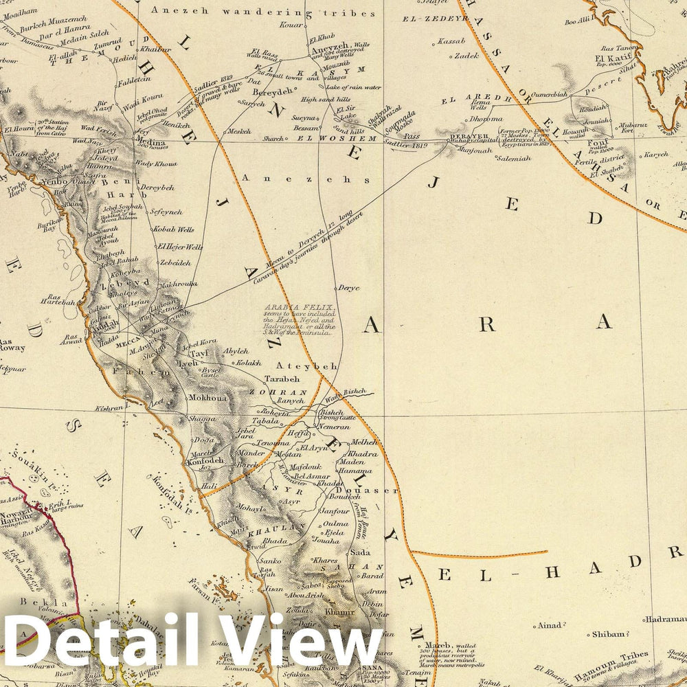 Historic Map : 1843 Arabia, Egypt, Nubia, Abyssinia. - Vintage Wall Art