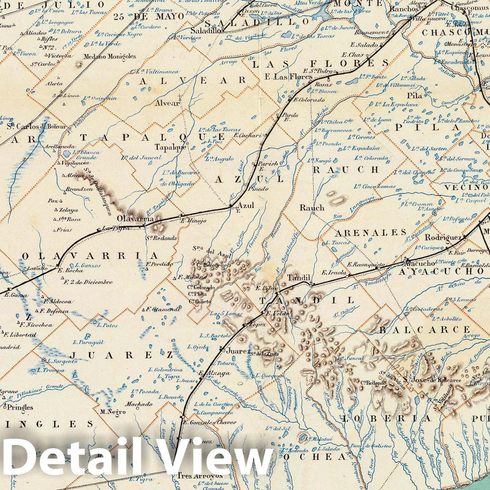 Historic Map : Argentina, Buenos Aires (Argentina : Province) 1888 Provincia de Buenos-Aires. , Vintage Wall Art