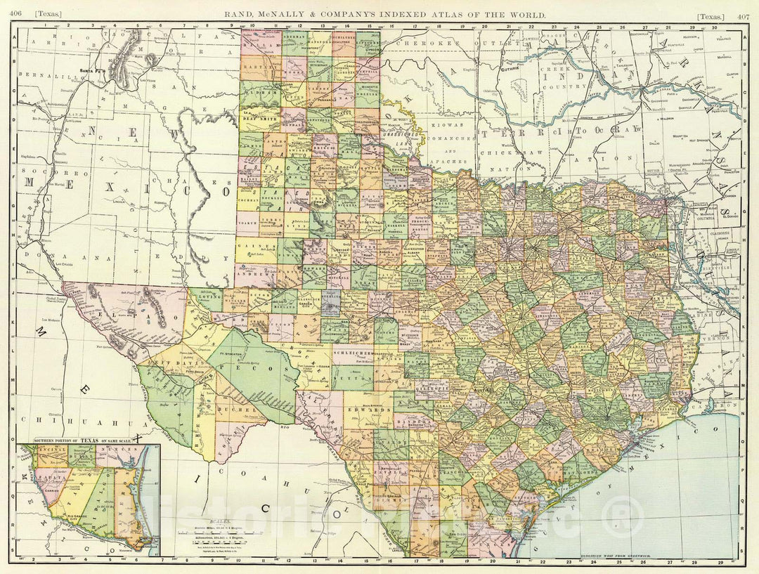 Historic Map : 1897 Texas. - Vintage Wall Art