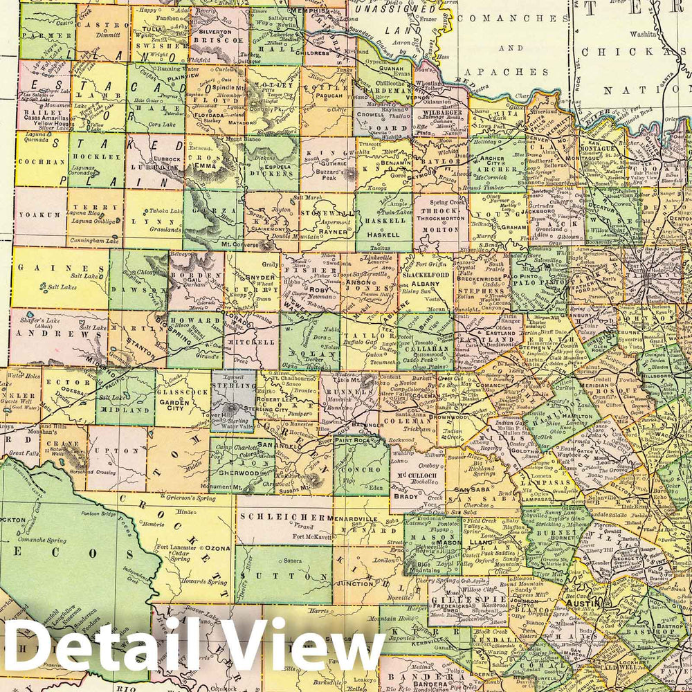 Historic Map : 1897 Texas. - Vintage Wall Art